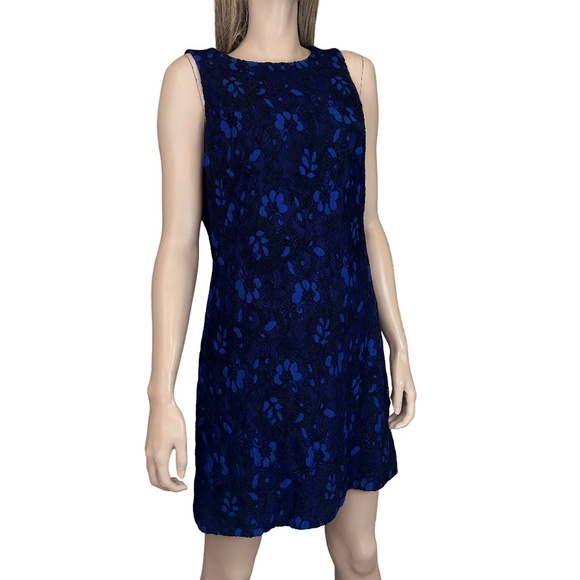Ralph Lauren Dress Sheath Lace Overlay Royal Blue Cocktail Sleeveless - Picture 9 of 15